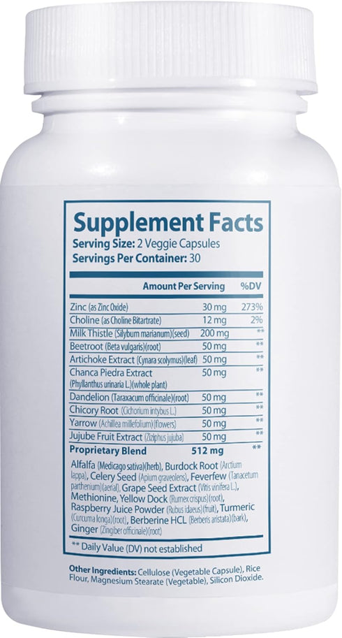 Clinical Effects Liver Support, Natural Milk Thistle and Zinc Supplement, 60 Veggie Capsules