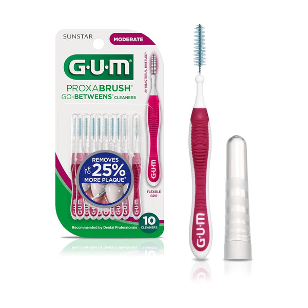 GUM Proxabrush Go-Betweens - Moderate Interdental Brushes, Soft Bristled Dental Picks for Plaque Removal & Gum Health,