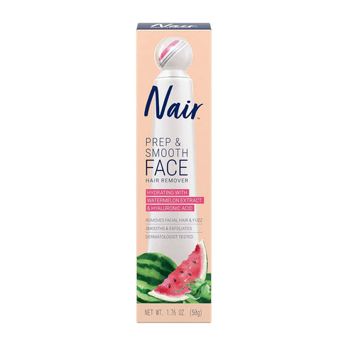 NAIR Prep & Smooth Face, Exfoliating Facial Hair Removal for Women, Depilatory Cream with Hyaluronic Acid