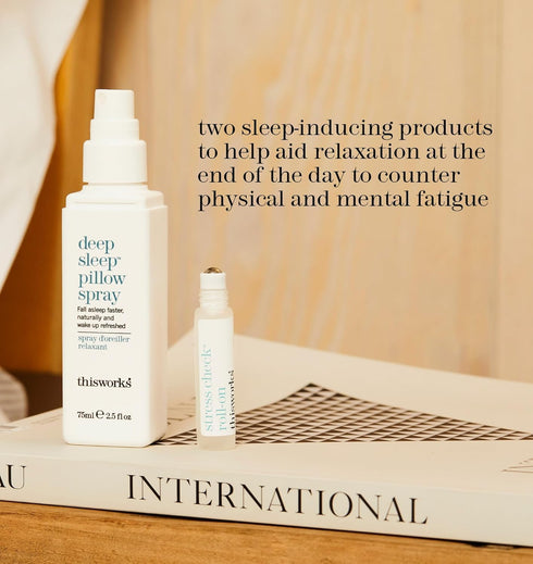 Set 75ml 5ml ($42 Set) This Works Deep Sleep Pillow Talk Natural Sleep Remedy Duo with Lavender, Camomile & Vetivert