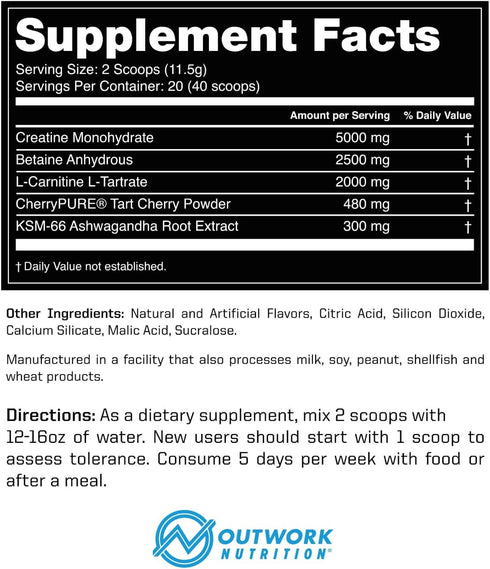 Outwork Nutrition Recovery Supplement, Post Workout Recovery Powder & Muscle Builder, Gummy Bear Burst, 230 Gr