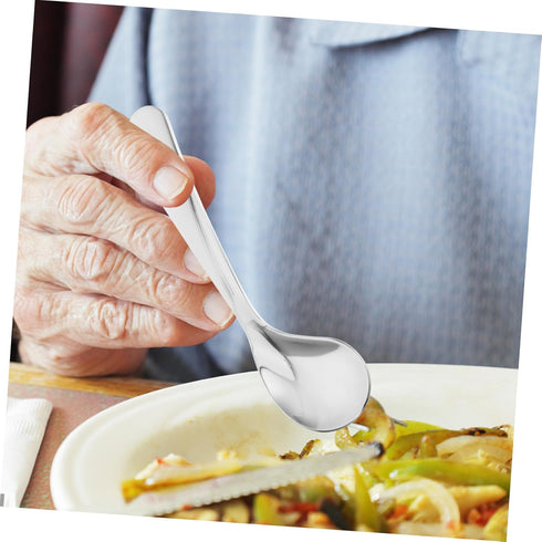 Hemoton 1 Set Elderly Tableware, Angled Grip Spoon, Handicapped Fork Spoon, Disability Aid Utensils, Stainless Steel