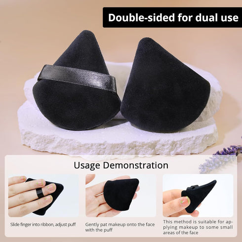 BEAKEY 12pcs Powder Puffs for Face Powder, Triangle Makeup Puff for Loose & Cosmetic Foundation, Double 6 Pack
