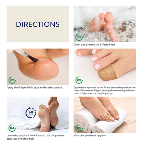Toenail Fungus Treatment Extra Strength - Nighttime Fungal Nail Patches & Liquid Set for Toenail Fungus (32 patches +
