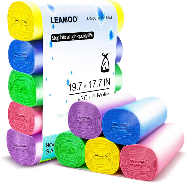 2 to 2.6 Gallon Multicolor Trash Bags - Small Garbage Bag, 150 Count