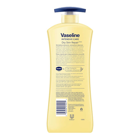 Vaseline Intensive Care Nourishing Moisture Body Lotion for Dry Skin, Ultra-Hydrating Lipids + Pure Oat Extract, 20.3