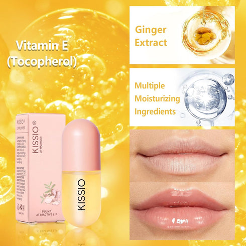 KISSIO Natural Lip Plumper, 5.5ml Plumping Gloss for Fuller Lips, Hydrating & Reducing Fine Lines, Beautiful Finish