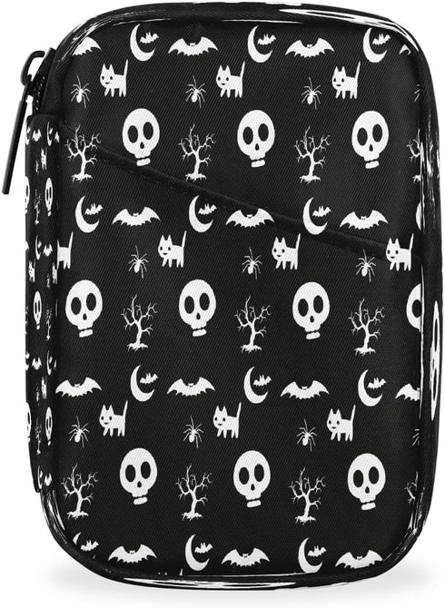 Skerhhux Skull Black Halloween Pill Case Travel Pill Organizer Weekly 7 Day Portable