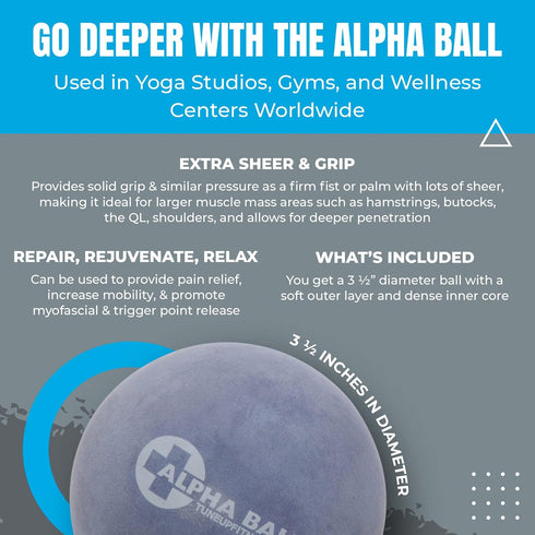Tune Up Fitness – Alpha Ball, Larger Sized Yoga Massage Therapy Ball for Deep Tissue Myofascial Release and Pain Relief