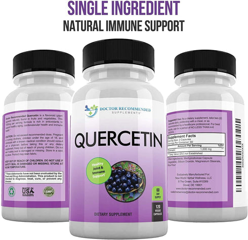 DOCTOR RECOMMENDED SUPPLEMENTS Quercetin - 120 Veggie Capsules, Pack of 2 - 1000mg Per Serving, Vegan, Non-GMO