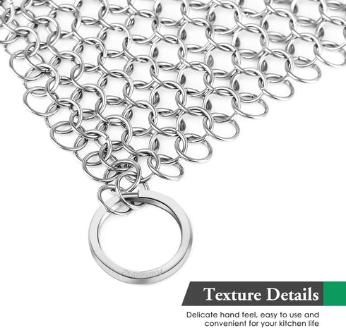 AMAGABELI GARDEN & HOME 8” x 8” 316 Stainless Steel Cast Iron Cleaner, Chainmail Scrubber for Dishes