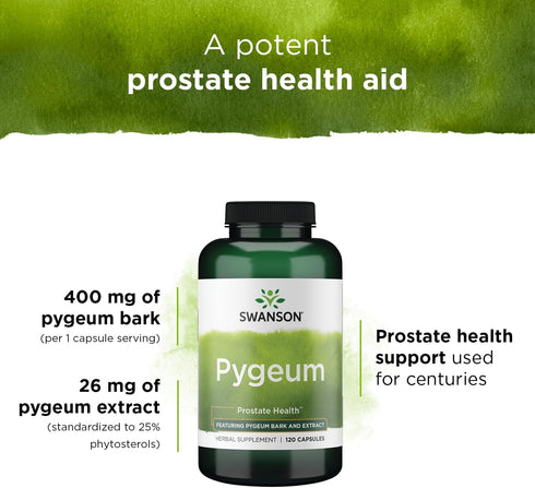 Swanson Pygeum Herbal Supplement - 400mg for Male Prostate Health - 120 Capsules