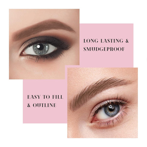 Music Flower Double Ended Eyebrow Pencil, Waterproof Natural Brow Enhancing Pen, Long Lasting Makeup, Light Brown