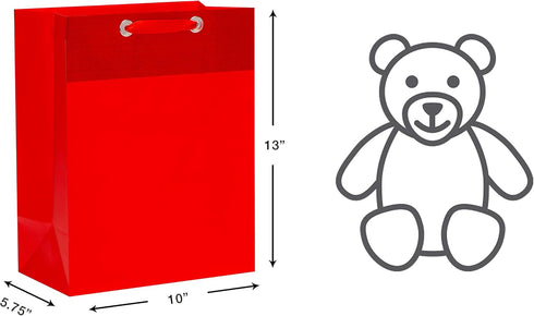 American Greetings Red Gift Bags with Tissue Paper, 4 Bags (2 Large 13", 2 Medium 10"), 15-Sheets