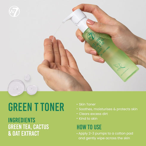 W7 Skin Refresh Essential Skin Care Set - 4 Step Daily Routine: Moisturizer, Cleansing Gel, Toner, Serum for Natural