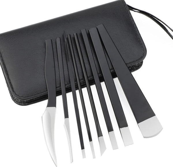 Pedicure Knife Kit, 8pcs Black Foot Dead Callus Remover Stainless Steel Tools for Professional Nail Care