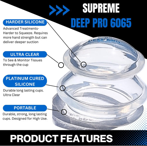 Cupping Warehouse Supreme 4 DEEP PRO 6065 Cup - 4 Sizes Cupping Therapy Sets for Professional and Self Care