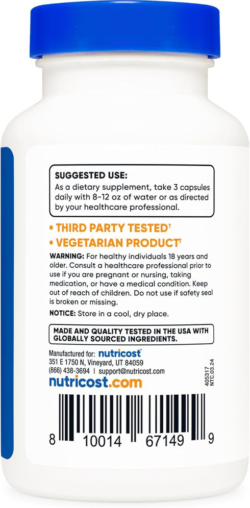 Nutricost Spermidine Wheat Germ Extract Supplement, 1500mg Wheat Germ Extract, 120 Capsules - 15mg Spermidine Per