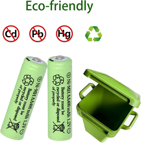 16 Packs AA Solar Batteries 1.2V 400mAh Ni-MH Rechargeable for Outdoor Solar Lights, String Lights, Pathway Lights