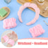 Sponge Spa Headband for Women, Makeup Headband and Wrist Washband Set, Pink Skincare Facial Headband for Face Washing