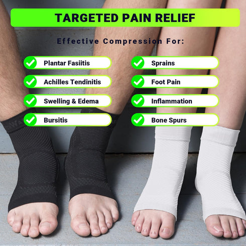 TechWare Pro Ankle Brace Compression Sleeve - Plantar Fasciitis Sock. Relieves Achilles Tendonitis. Foot Arch Support
