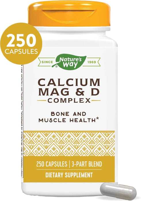 Nature’s Way Calcium-Magnesium-Vitamin D3 - Bone Health & Muscle Function - Gluten & Dairy Free - 250 Capsules
