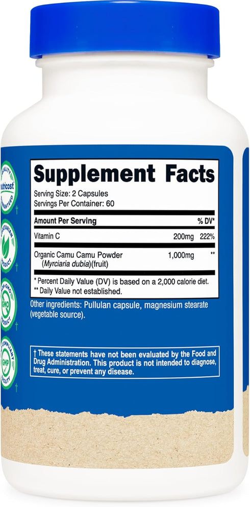 Nutricost Camu Camu 1000mg, 120 Capsules, Organic, Non-GMO, Gluten Free