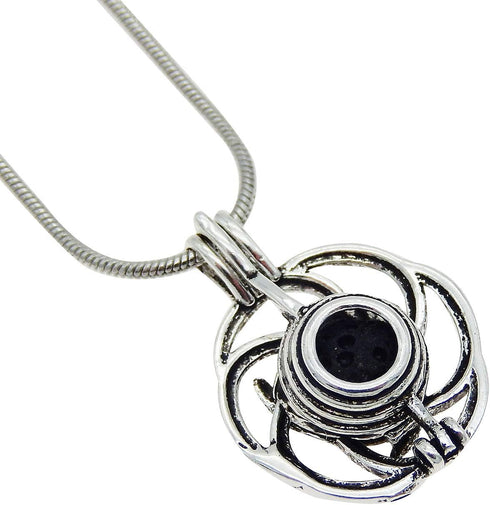 Julie Wang Lava Stone Celtic Knot Essential Oil Diffuser Necklace - Antique Silver Aromatherapy Jewelry