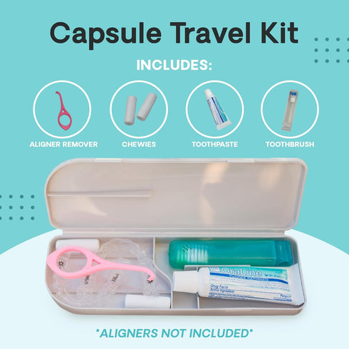 Capsule Dental - Silicone Retainer Travel Case for Aligners, Mouthguards, Dental Kit with Travel Toothbrush & Aligner