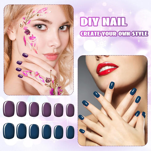 Honoson 720 Pieces Short False Nails - Medium Square Artificial Fake Nails Full Cover Glossy Press on Nails Tips for