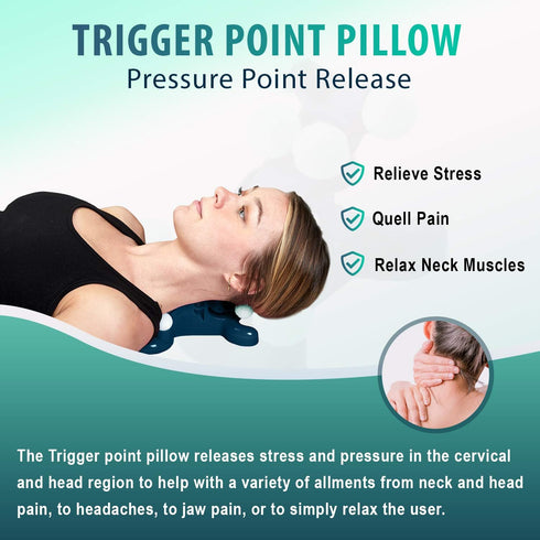 Trigger Point Pillow, Head and Neck Pain Relief Traction Device, Acupressure Support Relaxer for Tension Headache Relief