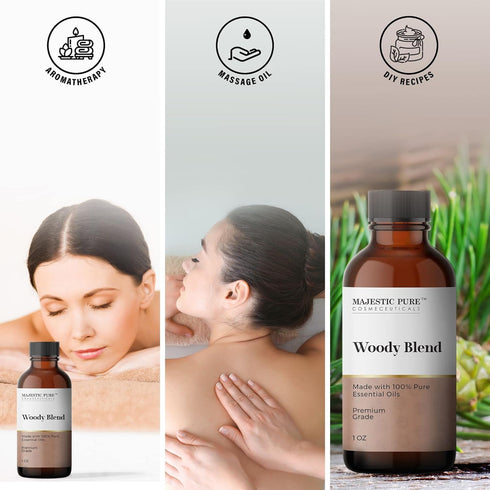 Majestic Pure Wood Essential Oil Blend, 100% Pure Oil for Peace and Harmony, 1oz for Diffusers
