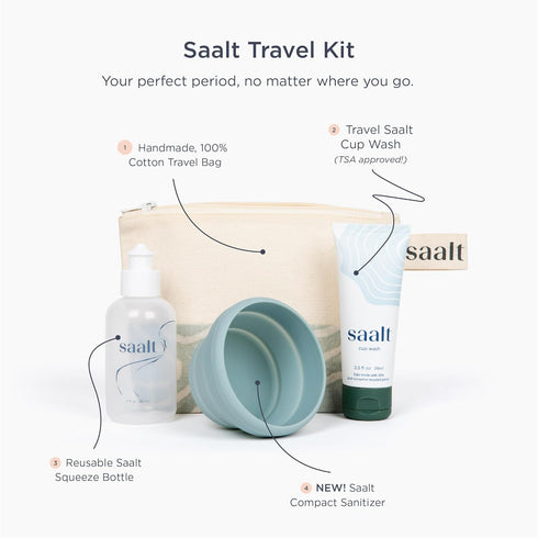 Saalt Travel Kit - Easy Cleaning for Public Restroom, School, or Travel with a Menstrual Cup or Menstrual Disc