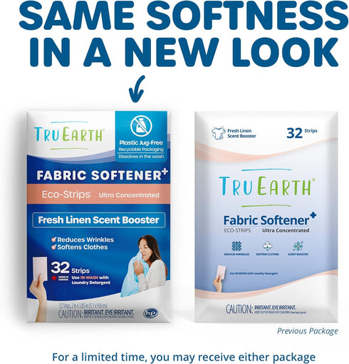 Tru Earth Fabric Softener Strips for Washing Machine, Fresh Linen Scent Booster, Alternative to Liquid and Pods, Up to