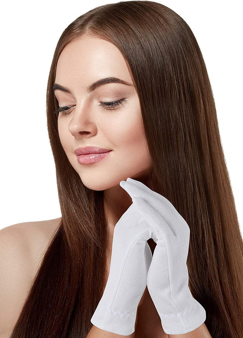 XL Extra Large 2 Pairs 100% Premium Cotton Gloves for Dry Hands, Moisturizing Overnight Gloves for Eczema, Psoriasis &