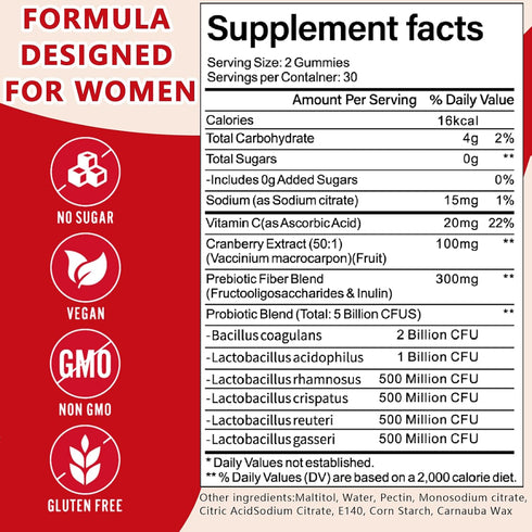 Gummies Gummies, Immune 60ct Vaginal Probiotics for Women, Premium Feminine pH Balance Healthy Odor, Yeast Balance