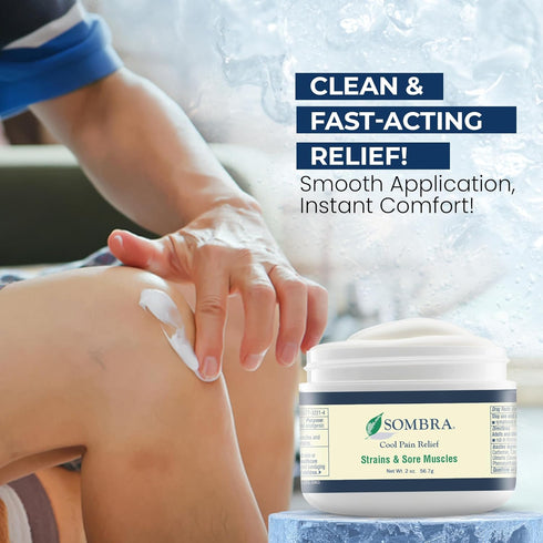 Sombra 2oz Jar Cool Pain Relief Gel - Vegan Formula for Swelling, Soreness, Post-Workout, 2 Pack