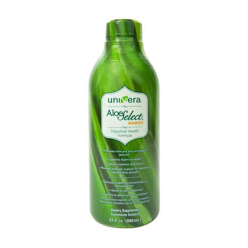 Univera Organic Aloe Vera Juice - Digestive Enzymes for Gut Health, Immune Support, Mango Flavor, 30 Day Supply