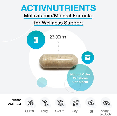 XYMOGEN ActivNutrients with Iron and Copper, Multivitamin for Wellness, 120 Capsules