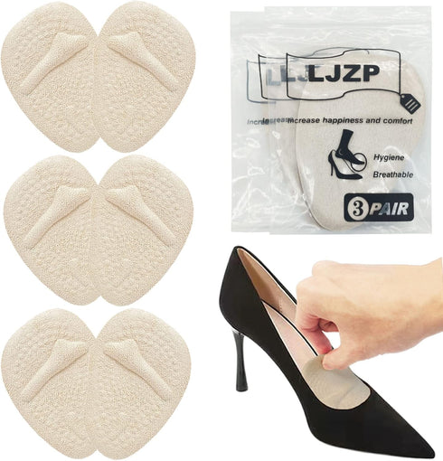 3 Pairs Metatarsal Pads for Women | Ball of Foot Cushions Soft Gel Inserts for Shoes, Non-Slip Foot Pad