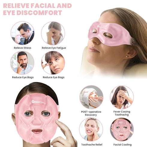 Ice Face Eye Mask - Cold Warm Compress for Dark Circles and Puffiness, Gel Cooling Face Mask Package for Women and Men,