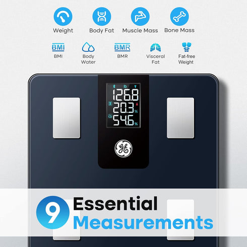 GE Smart Scale for Body Weight and Fat Percentage - Digital Bathroom Weight Scales with LCD Display