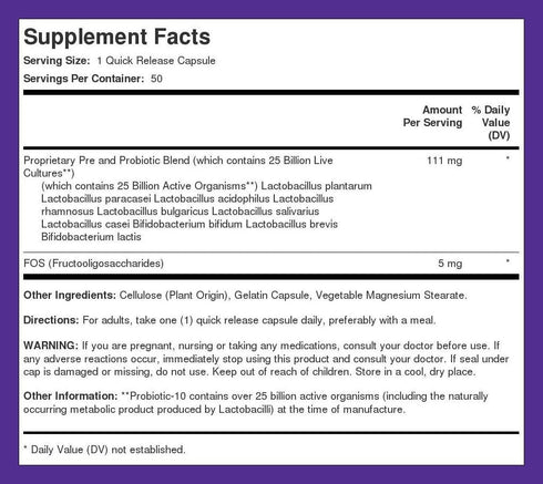 Piping Rock Probiotic Multi Enzyme | 50 Capsules with 50 Billion Active Organisms, Non-GMO & Gluten Free Supplement
