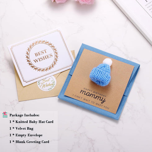 Mommy Mommy Ukodnus Baby Boy Reveal to Be Birthday Card with Blue Knitted Hat, Happy Birthday from the Bump, Pregnant