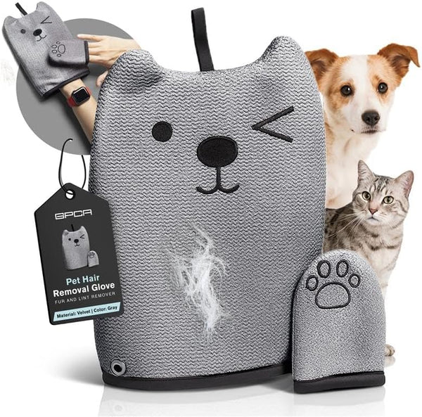 Pet Hair Removal Glove - Reusable Cat and Dog Hair Brush Glove, Fur and Lint Remover for Car Seat, Clothes, Furniture,