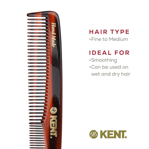 Kent 3T 6.5 Inch Double Tooth Hair Dressing Comb for Hair, Beard and Mustache Grooming