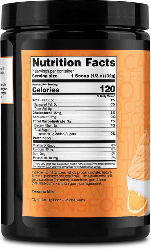 TransformHQ Whey Protein Isolate (WPI) Orange Whip Flavored Protein Powder - 7 Servings for Performance