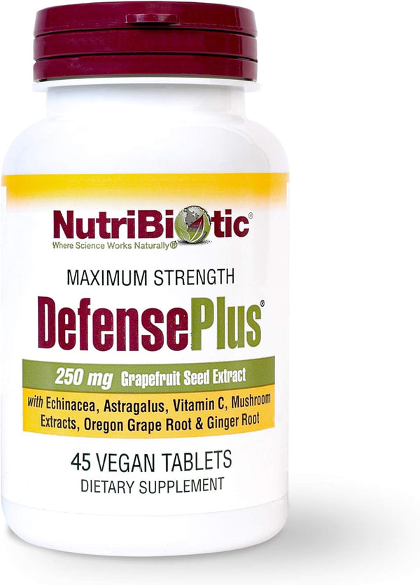 NutriBiotic – DefensePlus, 45 Tablets | 11 in 1 Immune Support with Vitamin C, Zinc, Echinacea, Vegan & Gluten Free