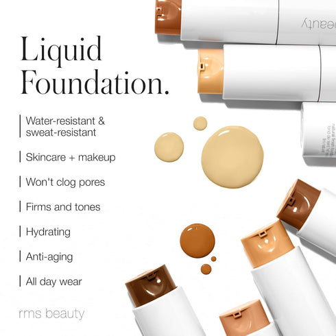 RMS Beauty ReEvolve Natural Finish Foundation - Refillable Liquid Foundation Face Makeup, Skin Tint Pump
