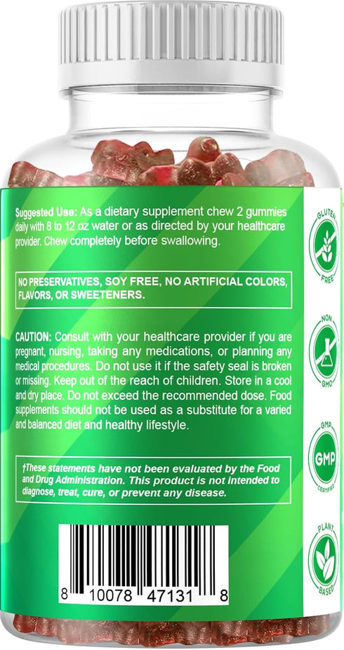 Vitamatic Irish Sea Moss Gummies – 3000mg Equivalent Per Serving, 60 Ct Supplement with Bladderwrack & Burdock Root for